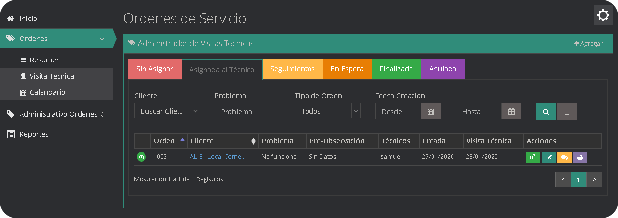 Asignar Técnico Asignar Técnico