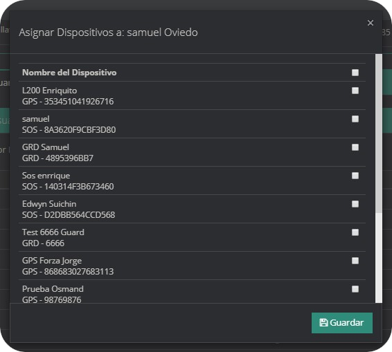 Asignar Modal Asignar Dispositivos