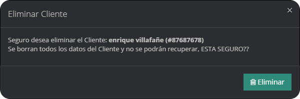 Confirmación 2 confirmar eliminar cliente