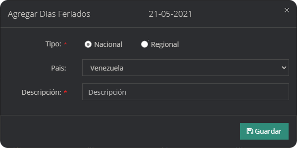 Días Feriado Modal Días Feriado Modal