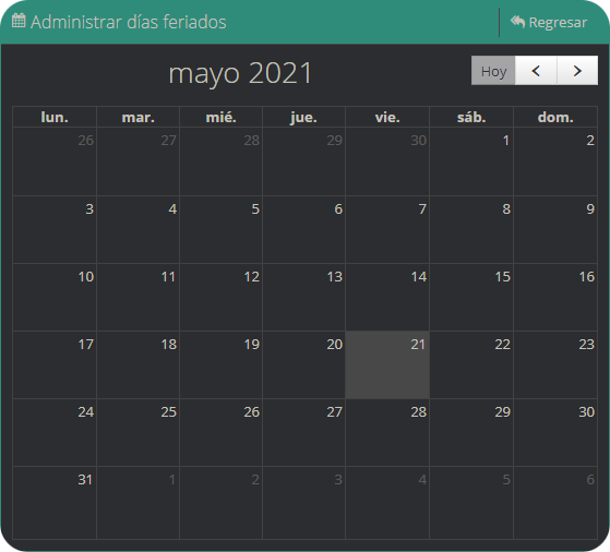 Días Feriado Select Días Feriado Select