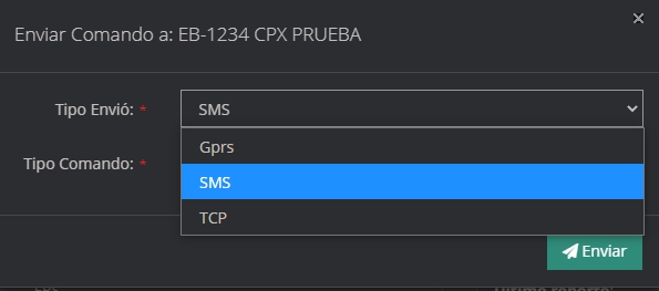Enviar Comando panel dispositivo