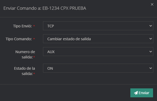 Enviar Comando panel dispositivo