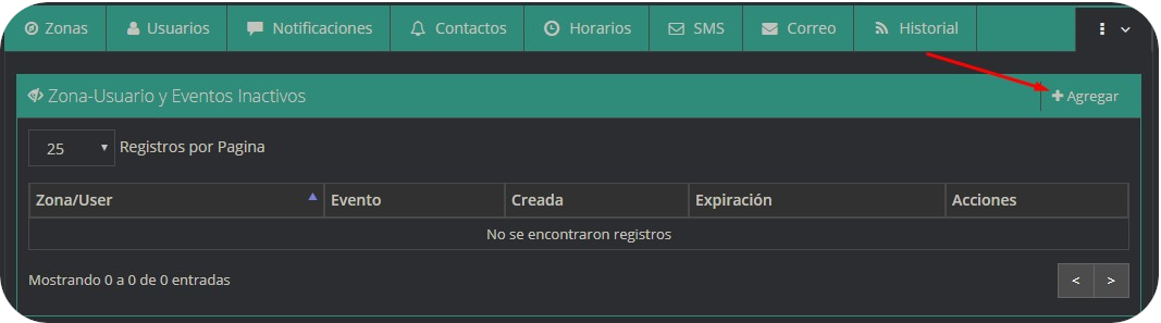 Eventos eventos inactivos