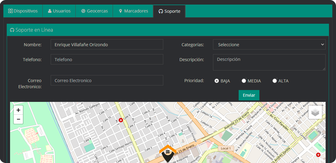 soporte a clientes formulario soporte
