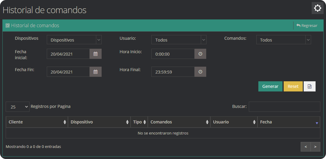 Historial Comandos Historial Comandos