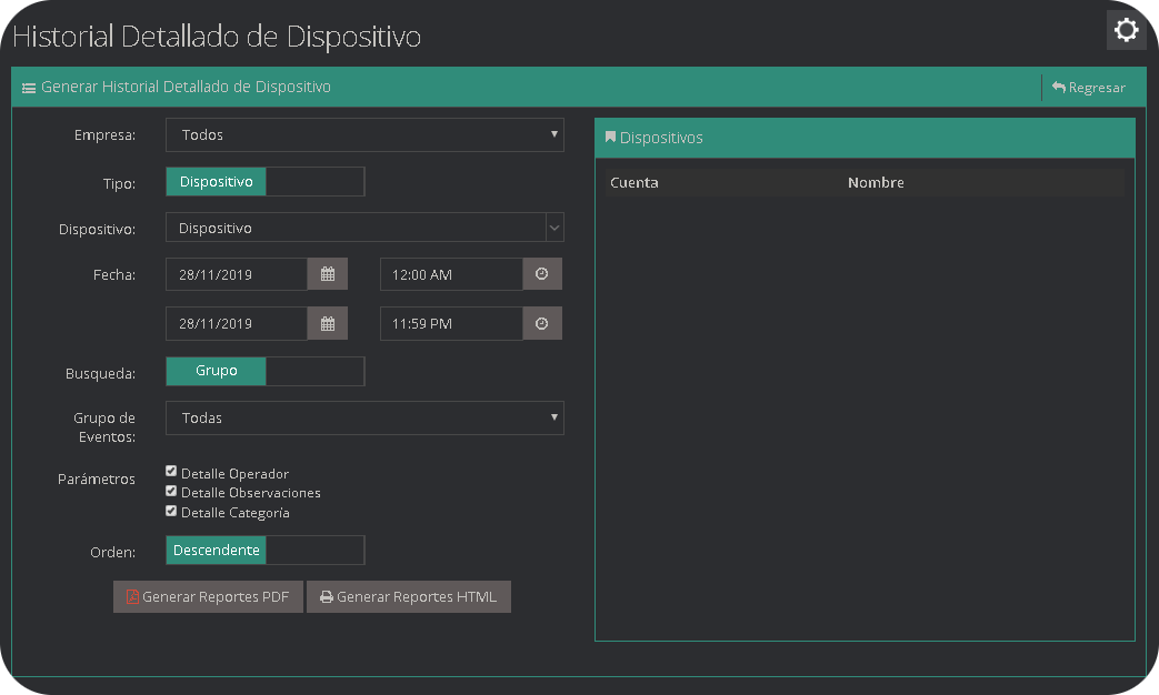 Historial Detallado del Dispositivo Historial Detallado del Dispositivo
