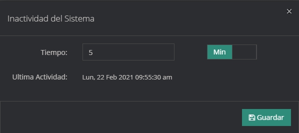 inactividad de sistema panel dispositivo
