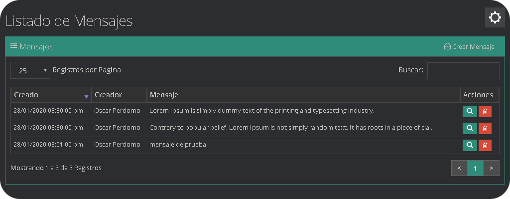 Listado de Mensajes Listado de Mensajes