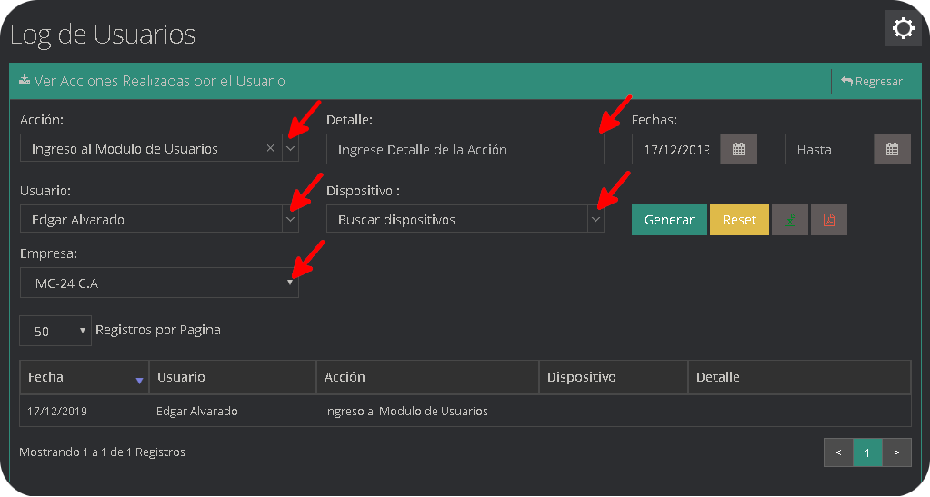 Log de Usuarios Log de Usuarios
