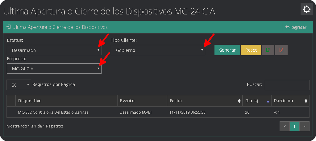 Dispositivo Ultima Apertura o Cierre Dispositivo Ultima Apertura o Cierre